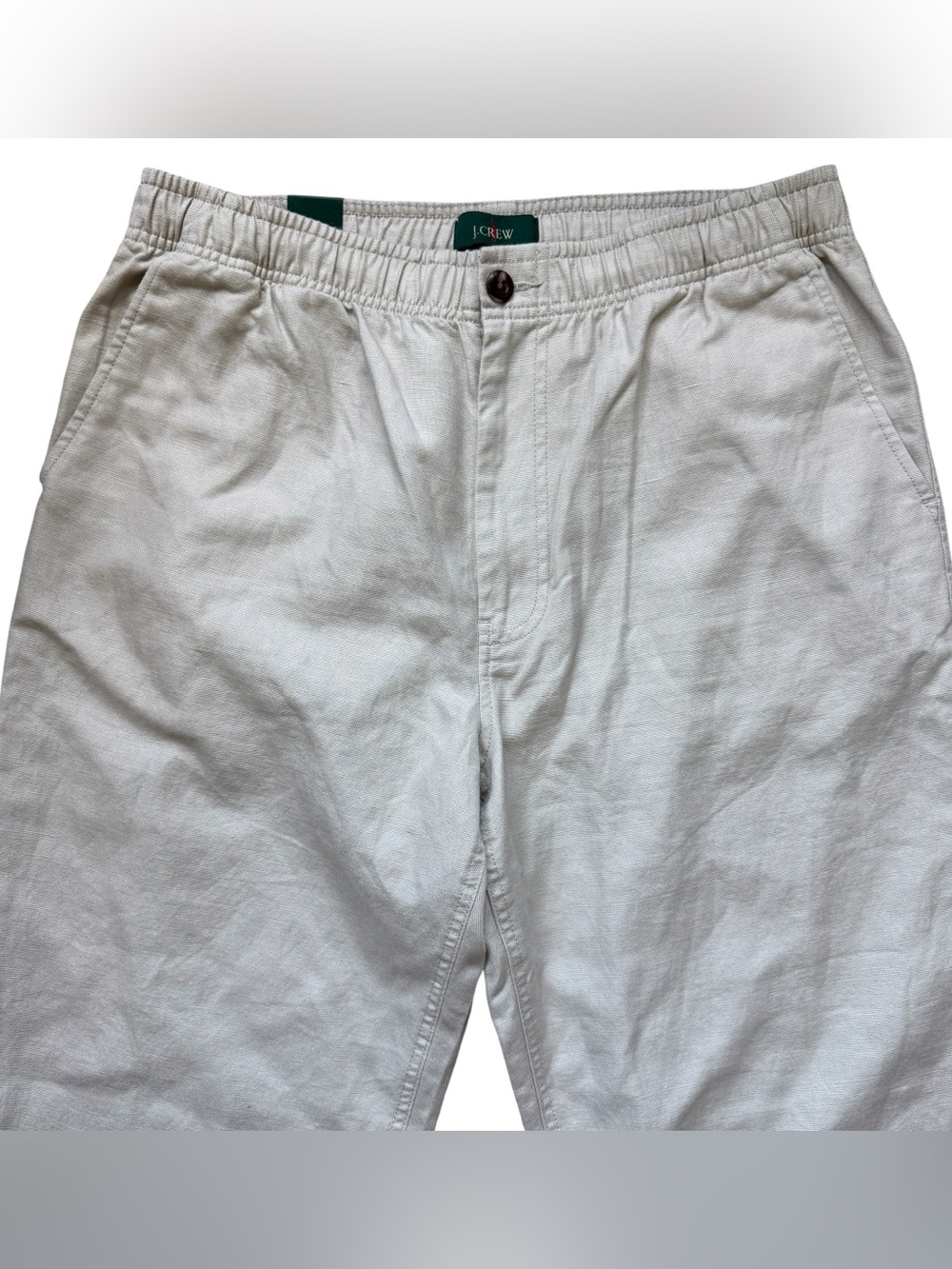 NWT J.Crew Oarsman Linen Cotton Pull On Pant Oatmeal Coastal Quiet Luxury M $118